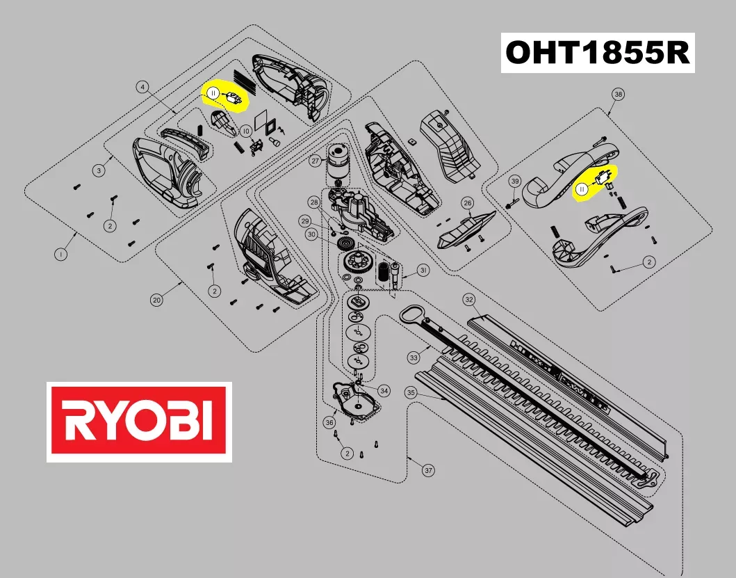interrupteur réf. 5131035462 taille-haie Ryobi